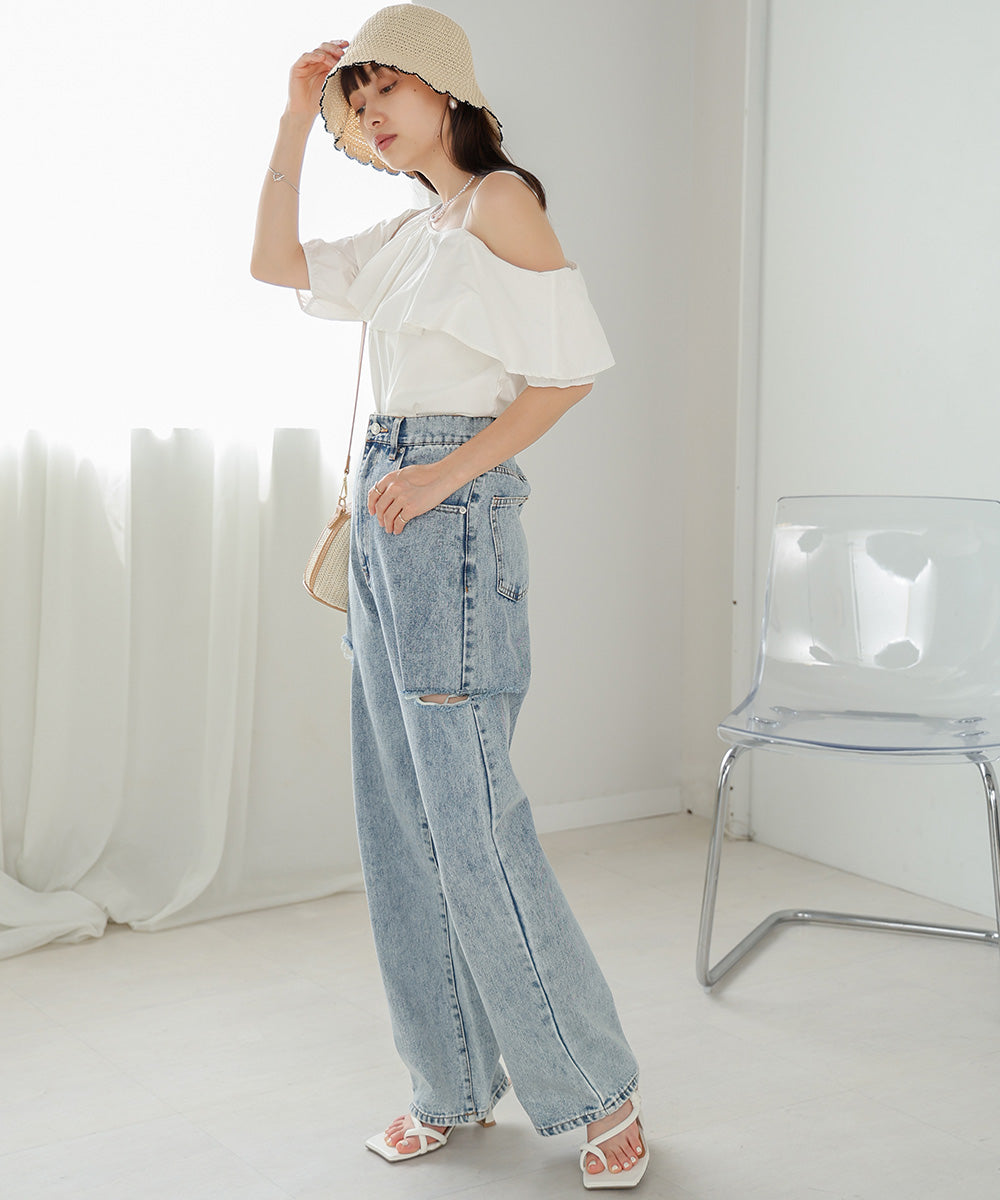 ASYMMETRICAL OFF SHOULDER BLOUSE