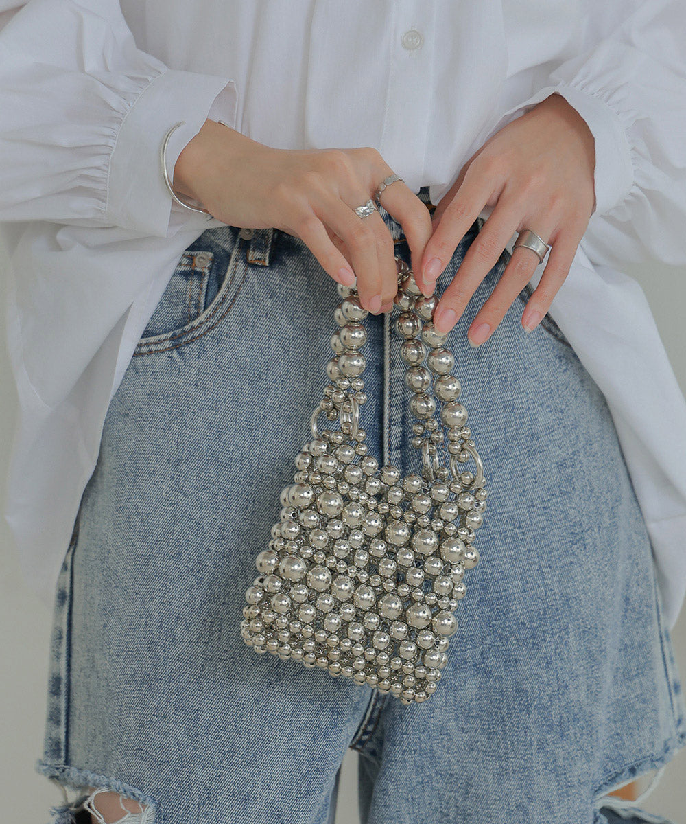 SILVER BEADED MINI バッグ