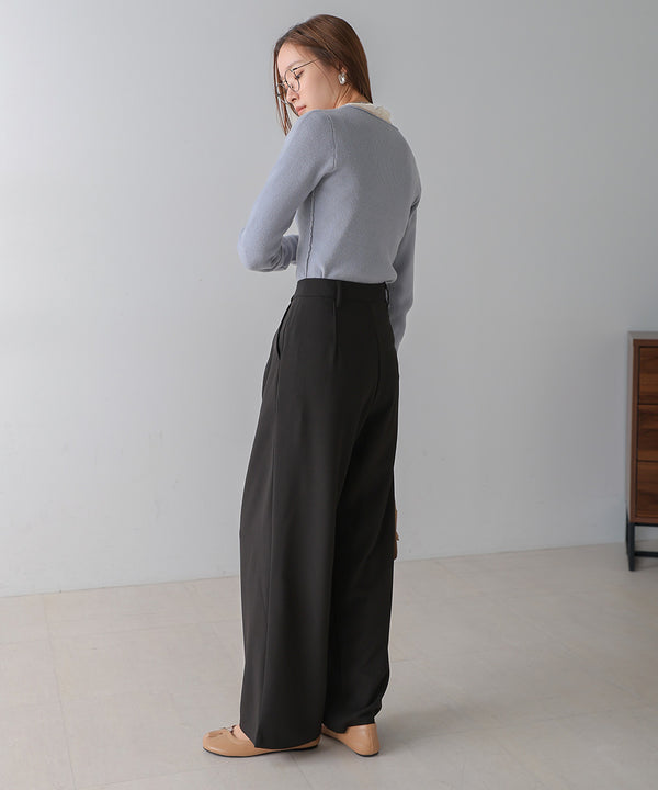 2 TUCK CENTER PRESS STRAIGHT PANTS