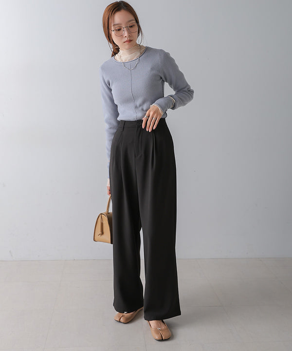 2 TUCK CENTER PRESS STRAIGHT PANTS