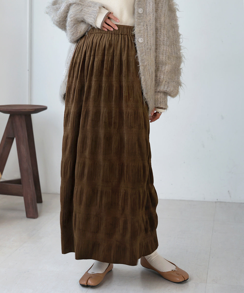 gathered velor skirt