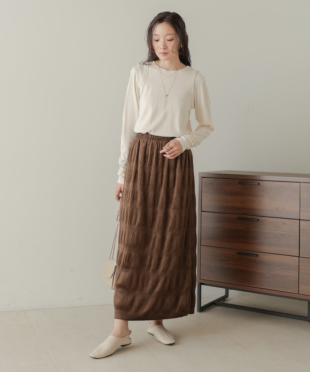 gathered velor skirt