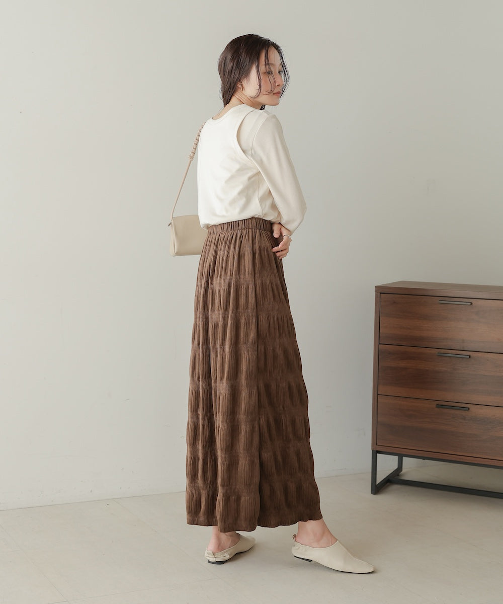 gathered velor skirt