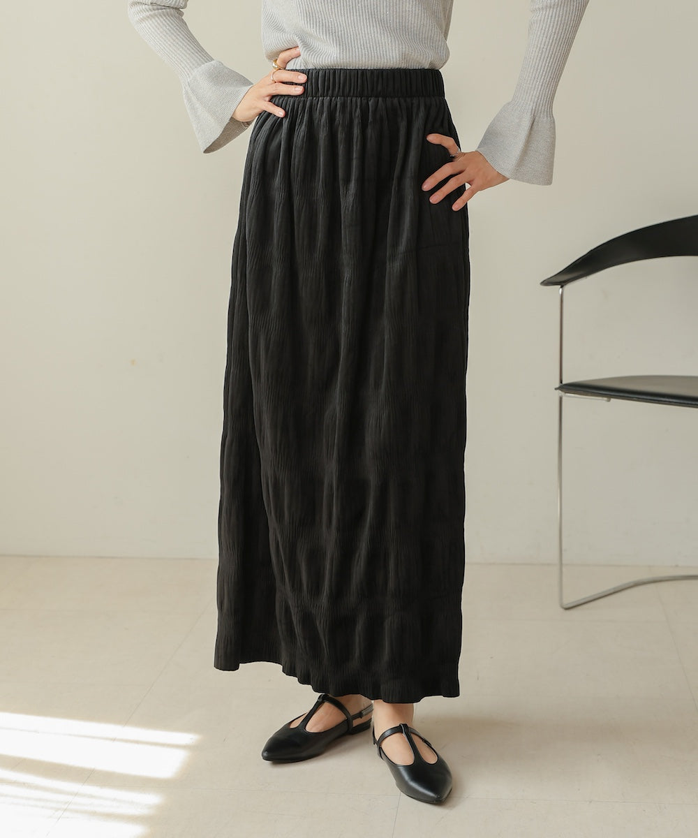 gathered velor skirt