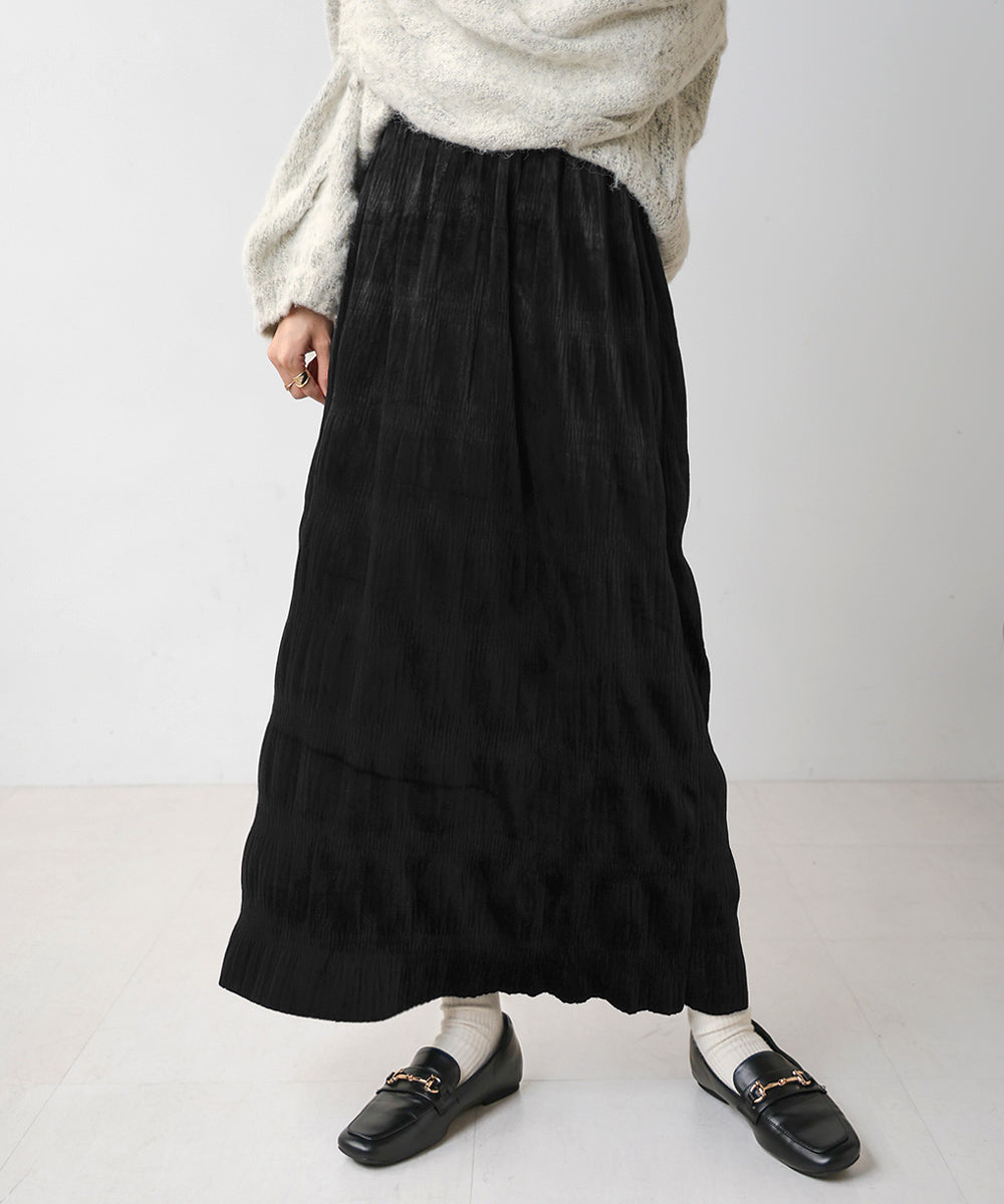 gathered velor skirt