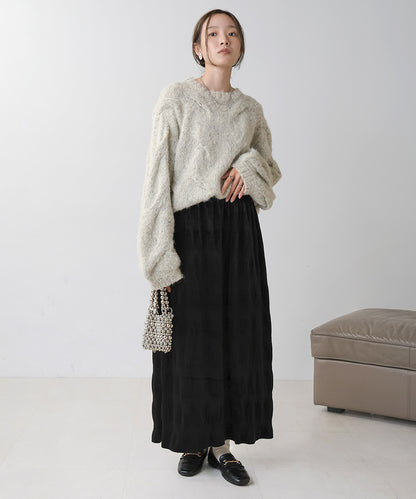 gathered velor skirt