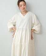 V-NECK GATHERED ONEPIECE
