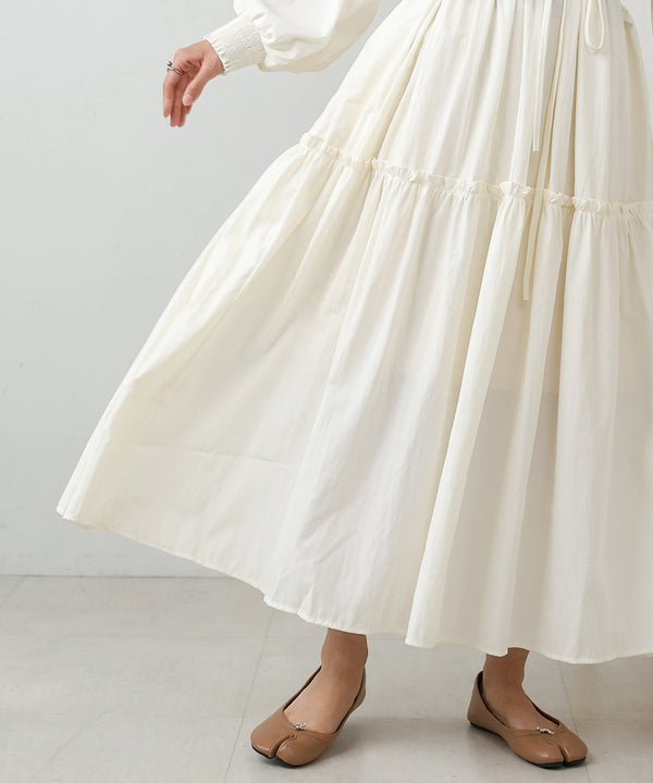 V-NECK GATHERED ONEPIECE