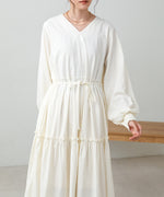 V-NECK GATHERED ONEPIECE