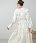 V-NECK GATHERED ONEPIECE