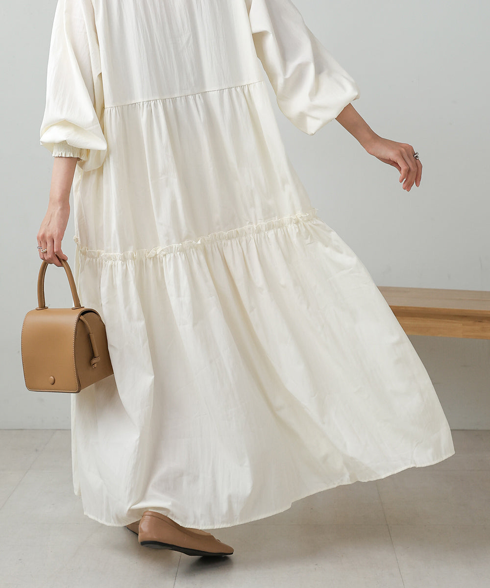 V-NECK GATHERED ONEPIECE