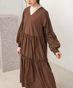 V-NECK GATHERED ONEPIECE
