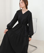 V-NECK GATHERED ONEPIECE