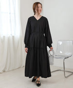 V-NECK GATHERED ONEPIECE