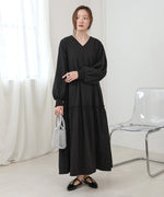 V-NECK GATHERED ONEPIECE