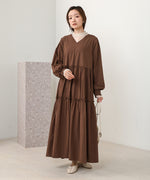 V-NECK GATHERED ONEPIECE