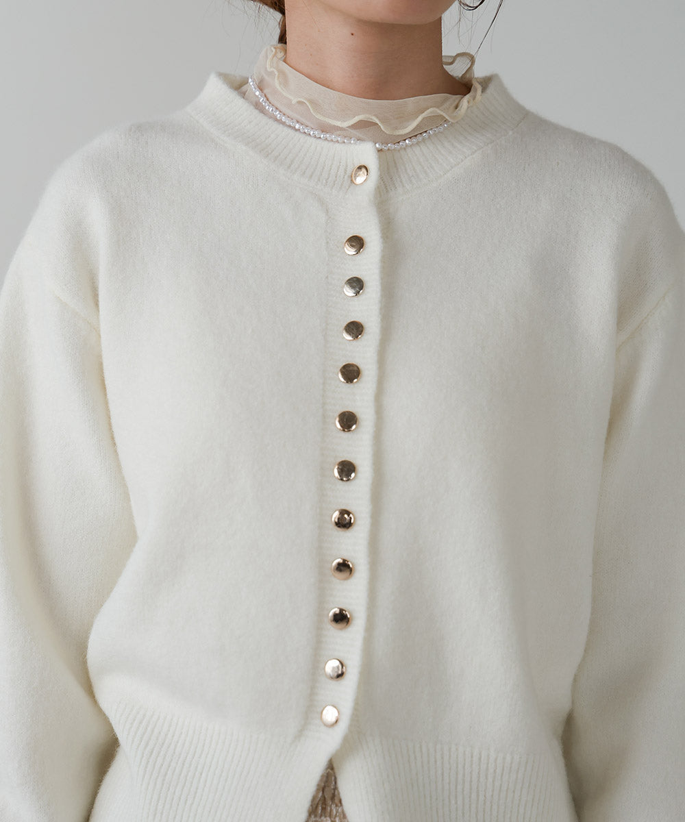 DOT BUTTON CARDIGAN TOPS