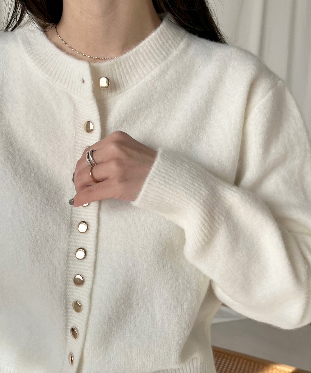 DOT BUTTON CARDIGAN TOPS