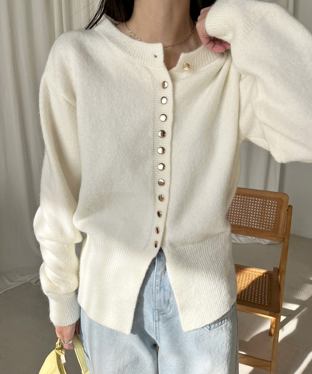 DOT BUTTON CARDIGAN TOPS