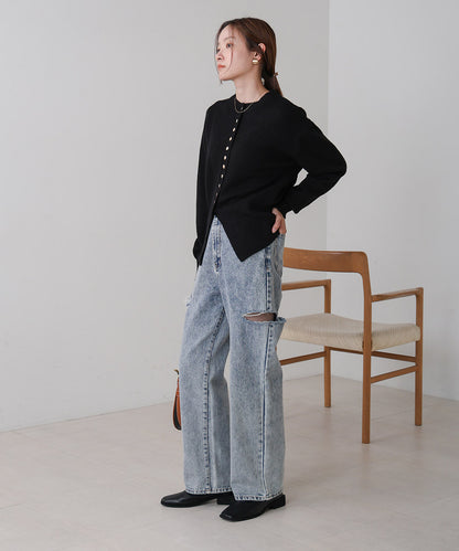 DOT BUTTON CARDIGAN TOPS