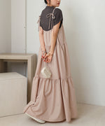 ribbon strap tiered cami onepiece