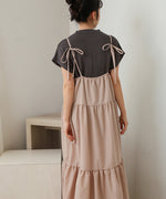 ribbon strap tiered cami onepiece