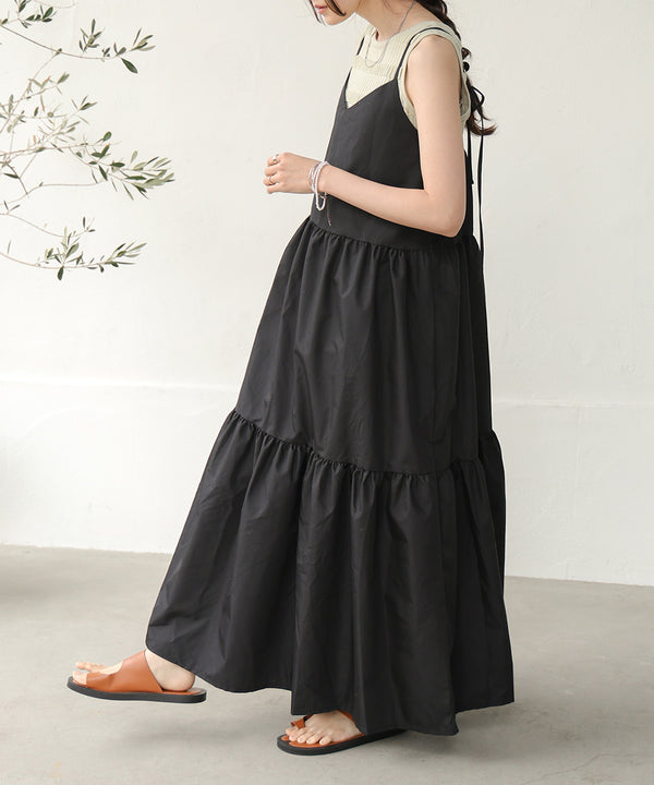 ribbon strap tiered cami onepiece