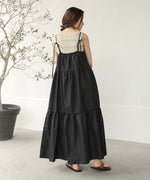 ribbon strap tiered cami onepiece