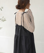 ribbon strap tiered cami onepiece