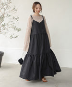 ribbon strap tiered cami onepiece