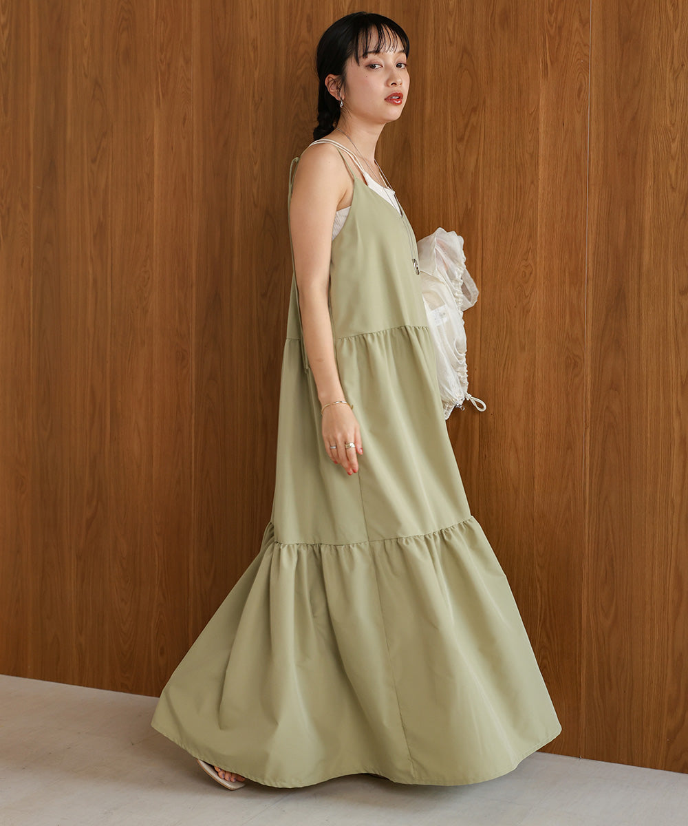 ribbon strap tiered cami onepiece