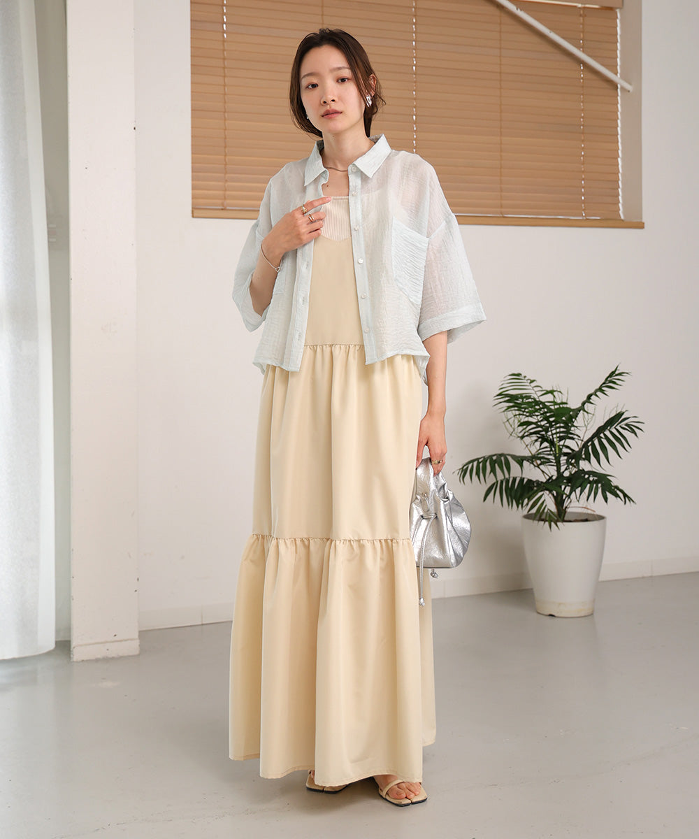 ribbon strap tiered cami onepiece