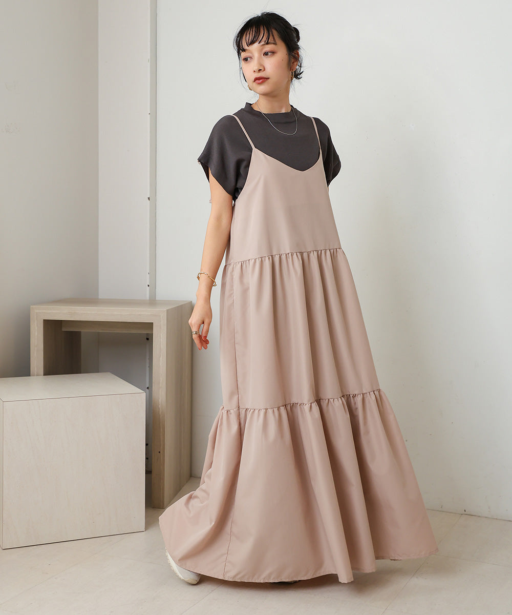 ribbon strap tiered cami onepiece