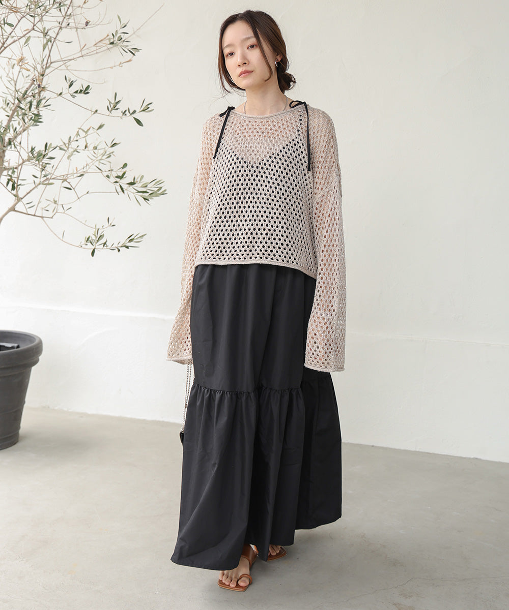 ribbon strap tiered cami onepiece