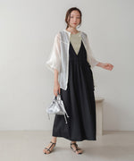 side ribbon jumper onepiece