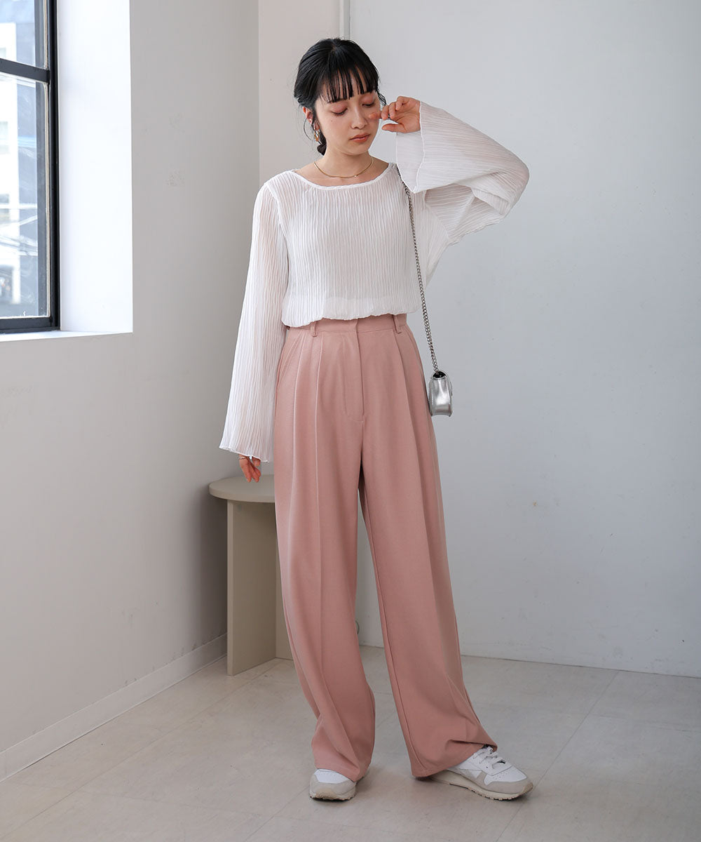 シフォン楊柳ブラウス