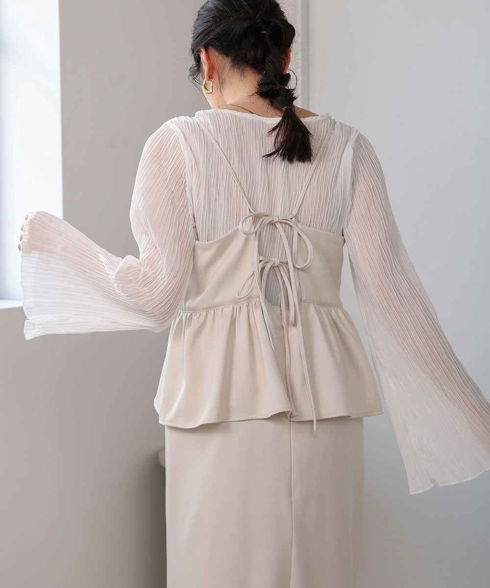 シフォン楊柳ブラウス