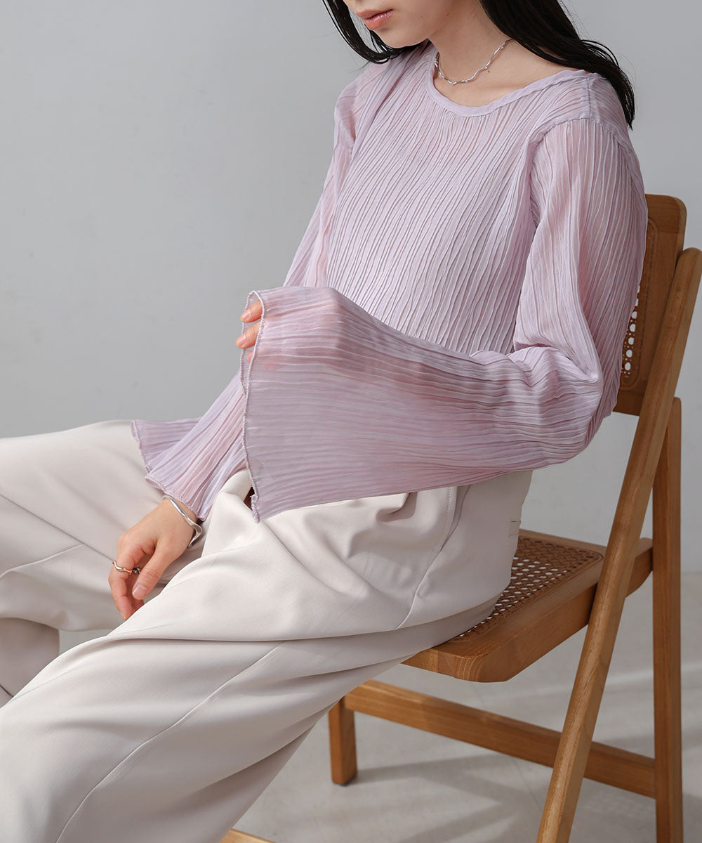 シフォン楊柳ブラウス