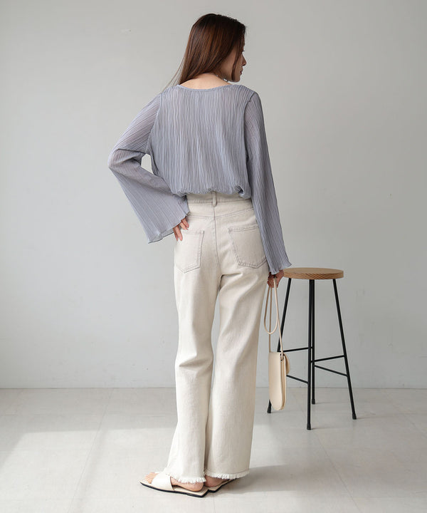 シフォン楊柳ブラウス