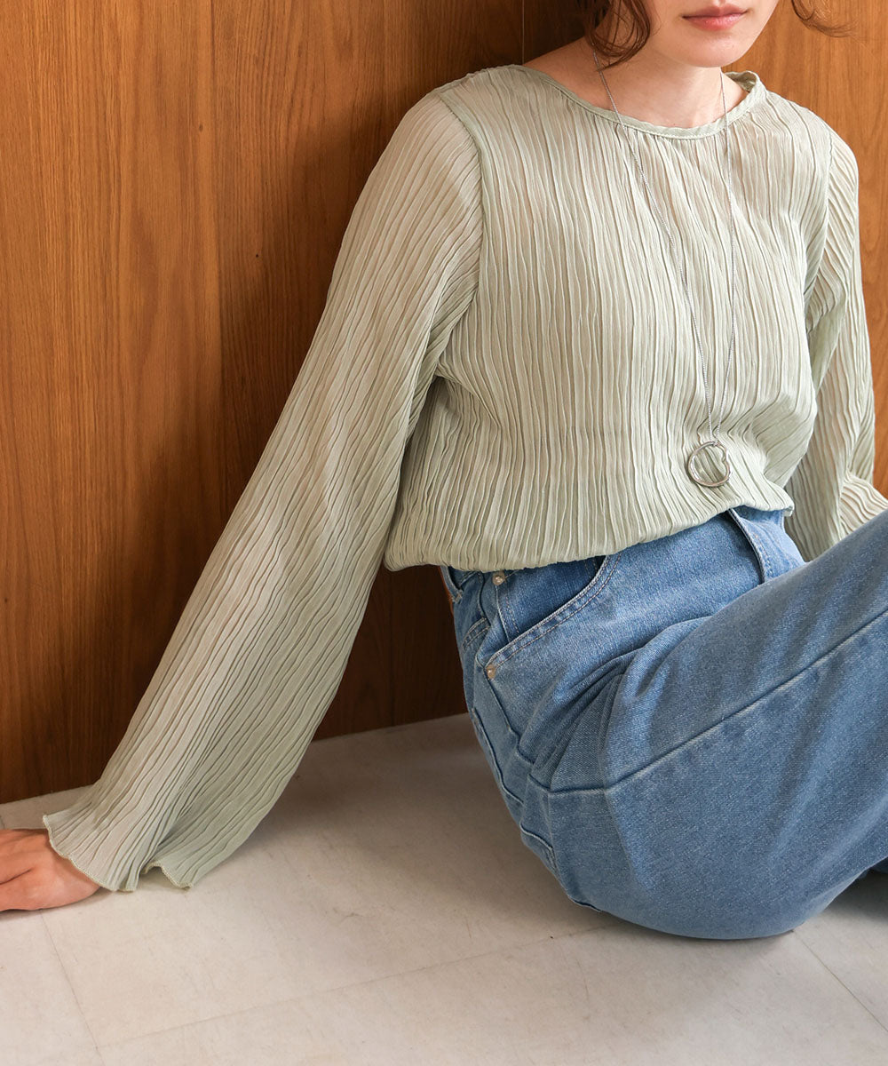 シフォン楊柳ブラウス