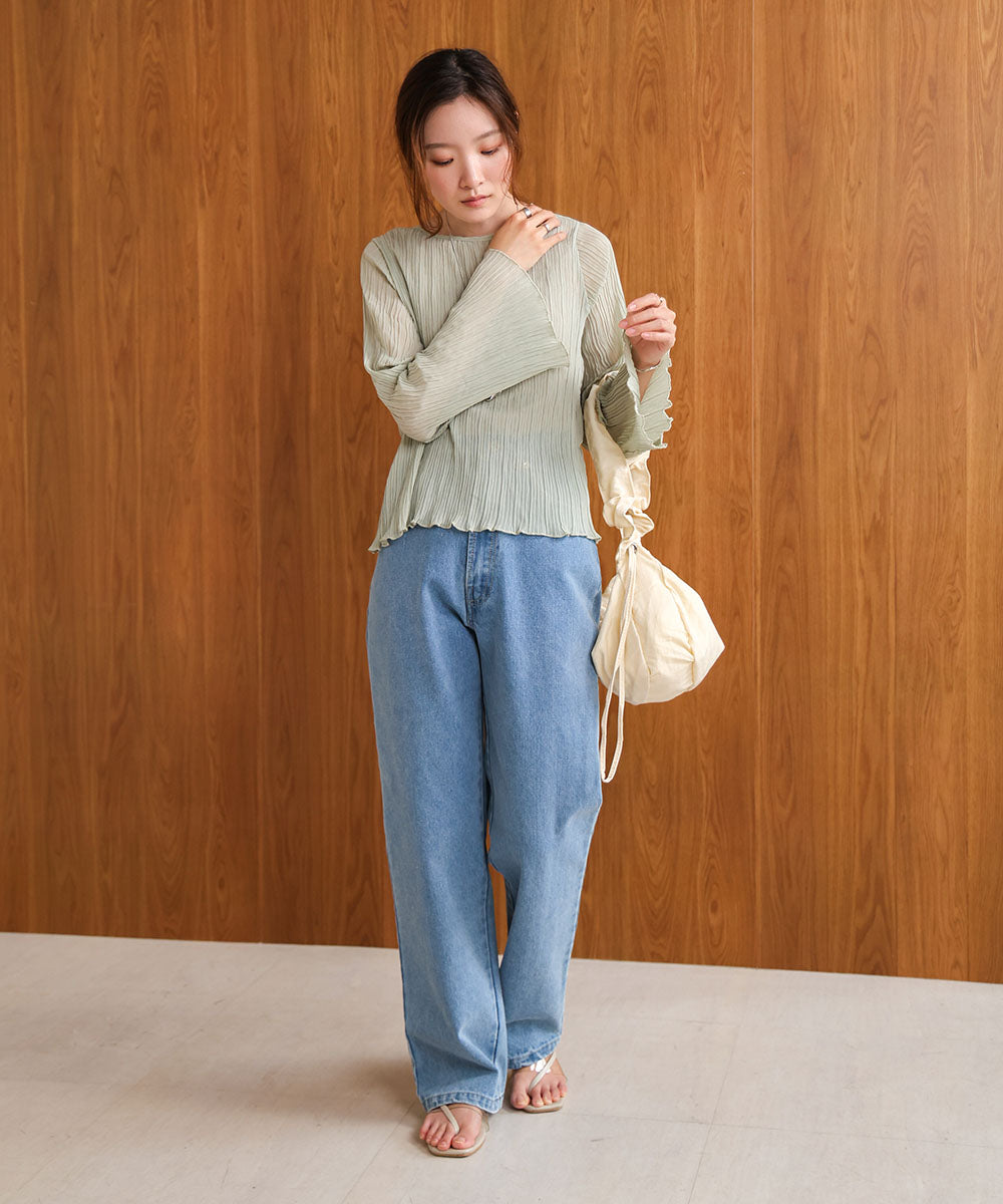 シフォン楊柳ブラウス