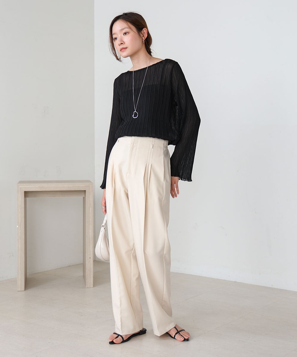 シフォン楊柳ブラウス