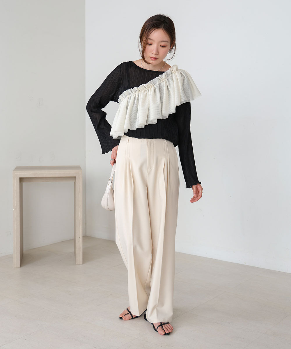 シフォン楊柳ブラウス