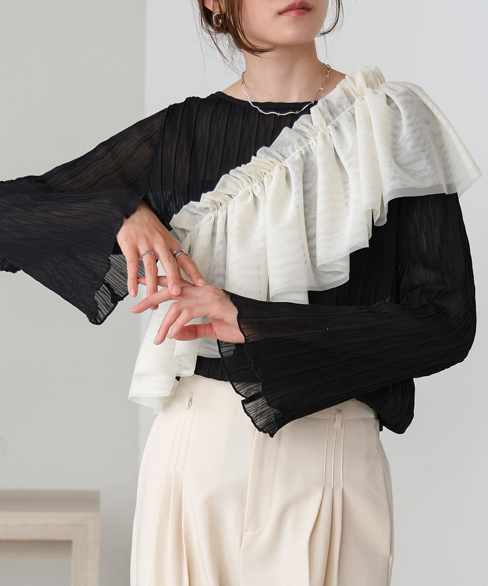 シフォン楊柳ブラウス