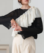 シフォン楊柳ブラウス