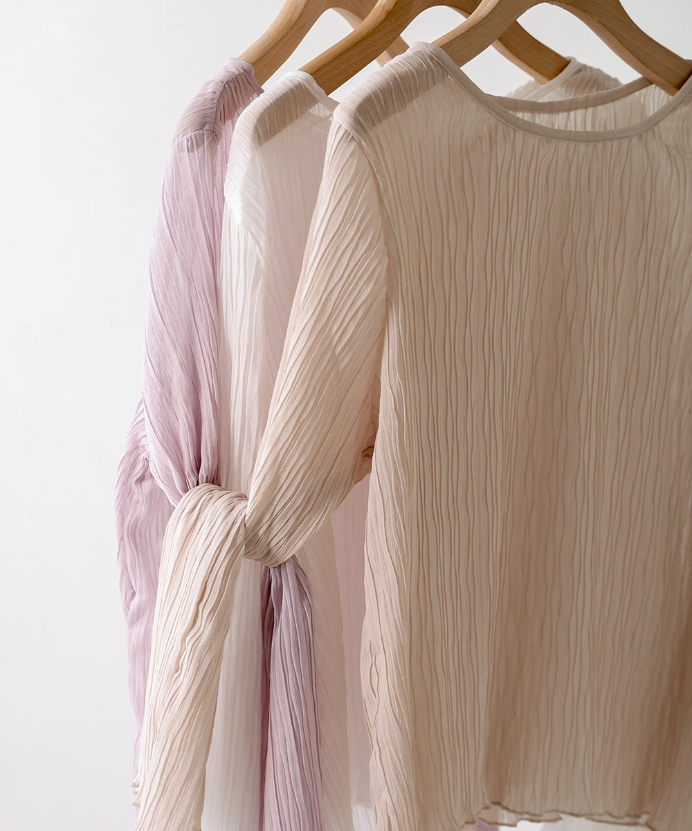 シフォン楊柳ブラウス