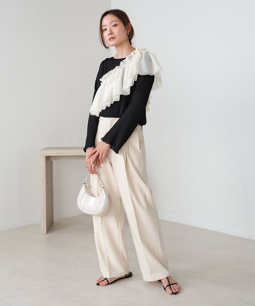 シフォン楊柳ブラウス