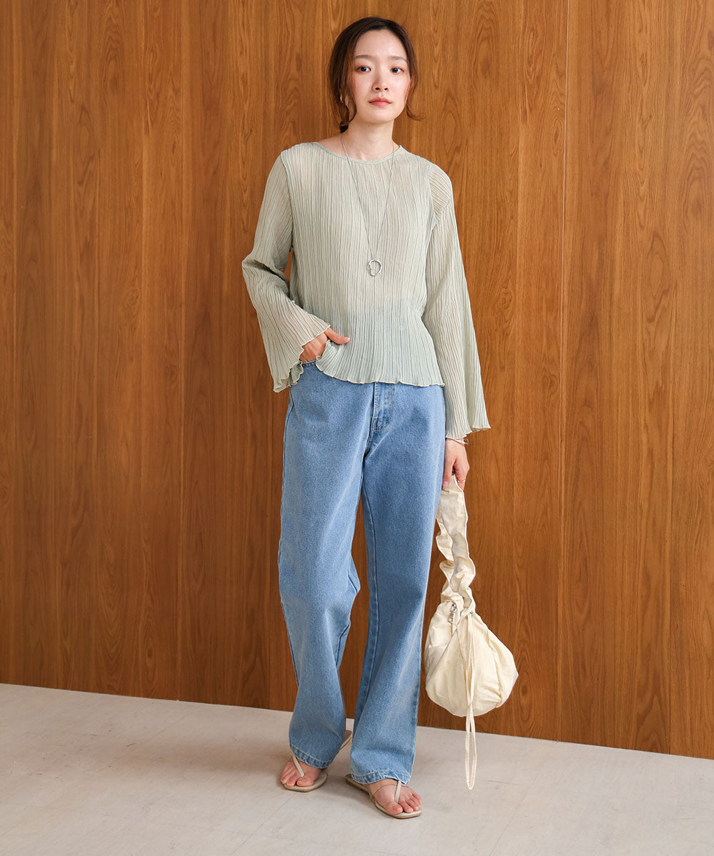 シフォン楊柳ブラウス