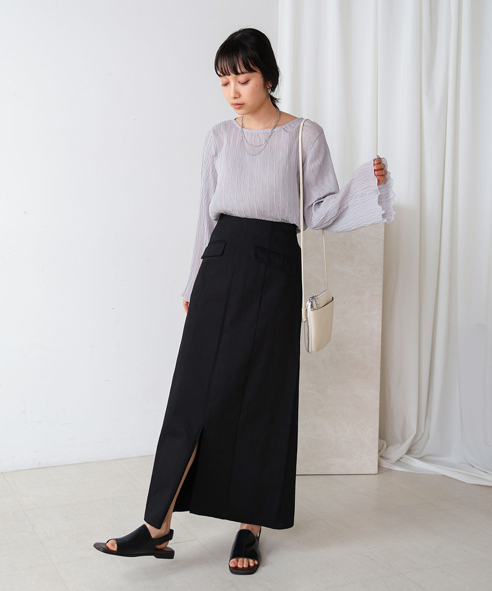 シフォン楊柳ブラウス