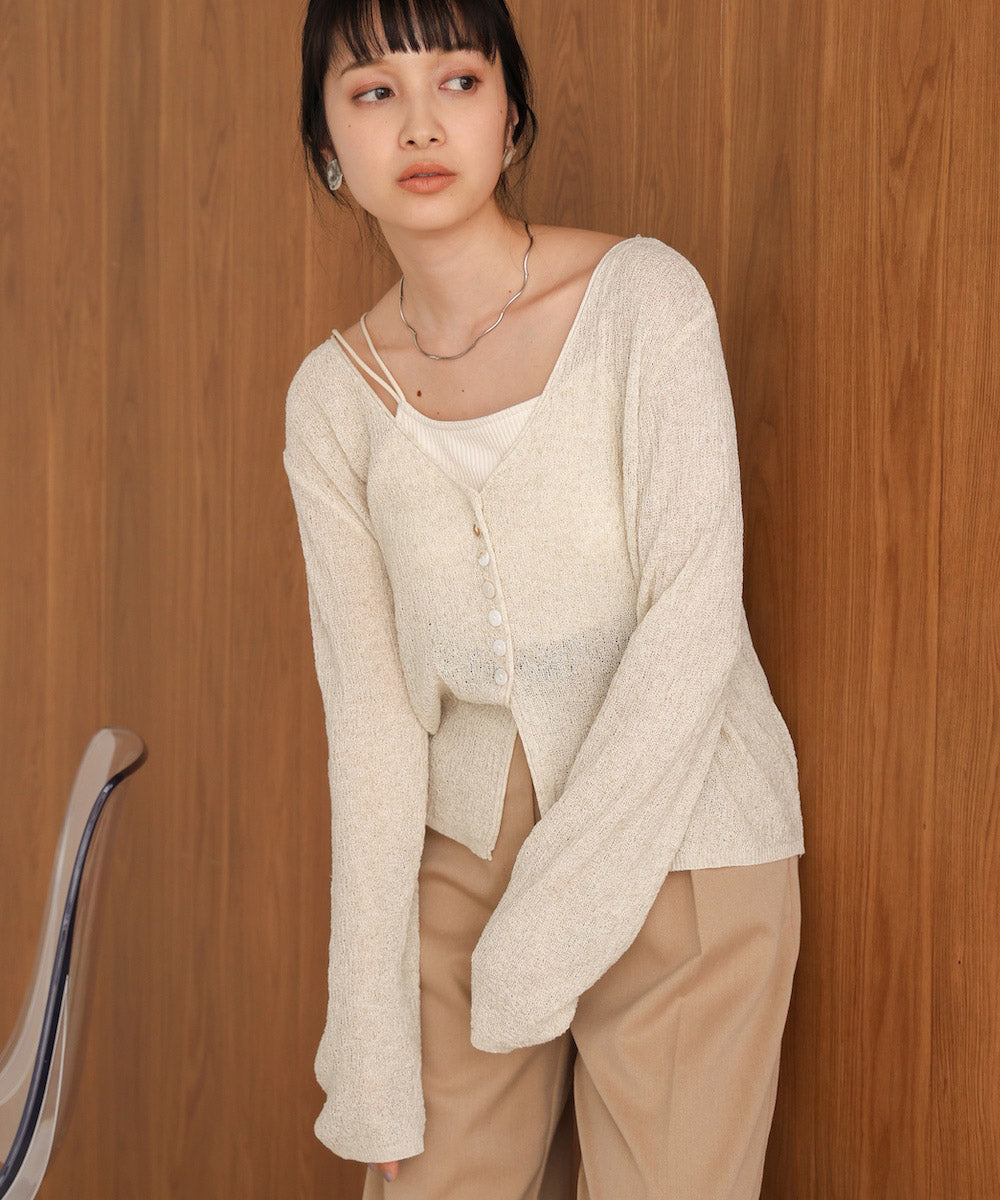 shell button cardigan tops